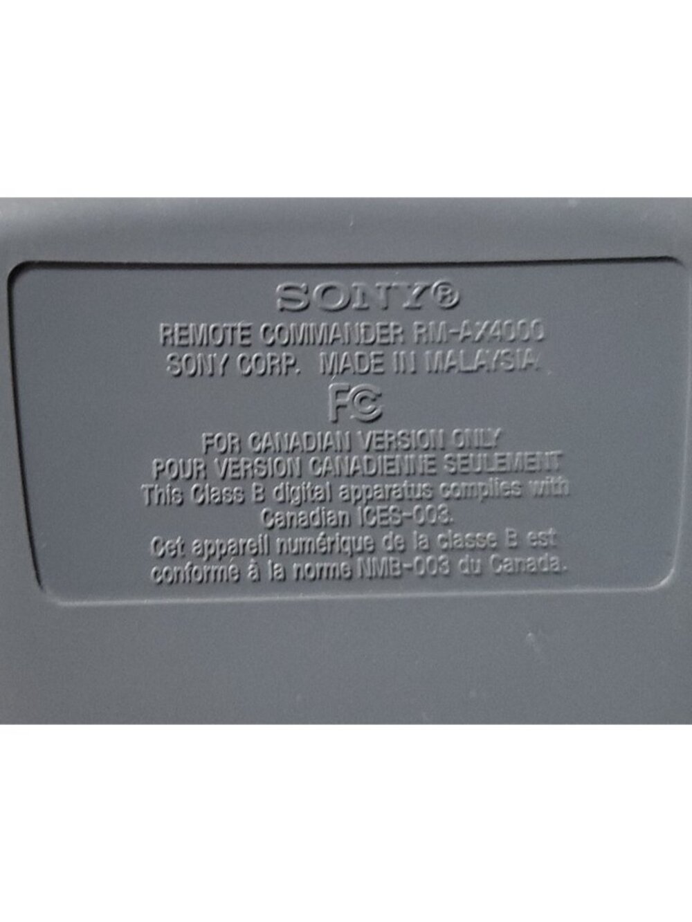 Sony Remote Commander RM-AX4000 - Picture 11 of 11